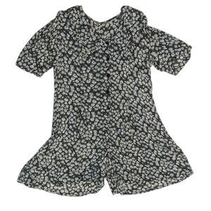 Vtg 90s Anegada's Cottage Prairie Floral Textured Short Sleeve Romper L